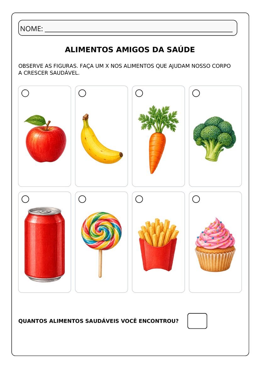 Atividades Alimentação Saudável para Educação Infantil para alfabetização página 1